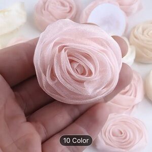 4, 2” Gauze Pink Blush Roses | Embellished for Jewelry, Home & Clothing | New